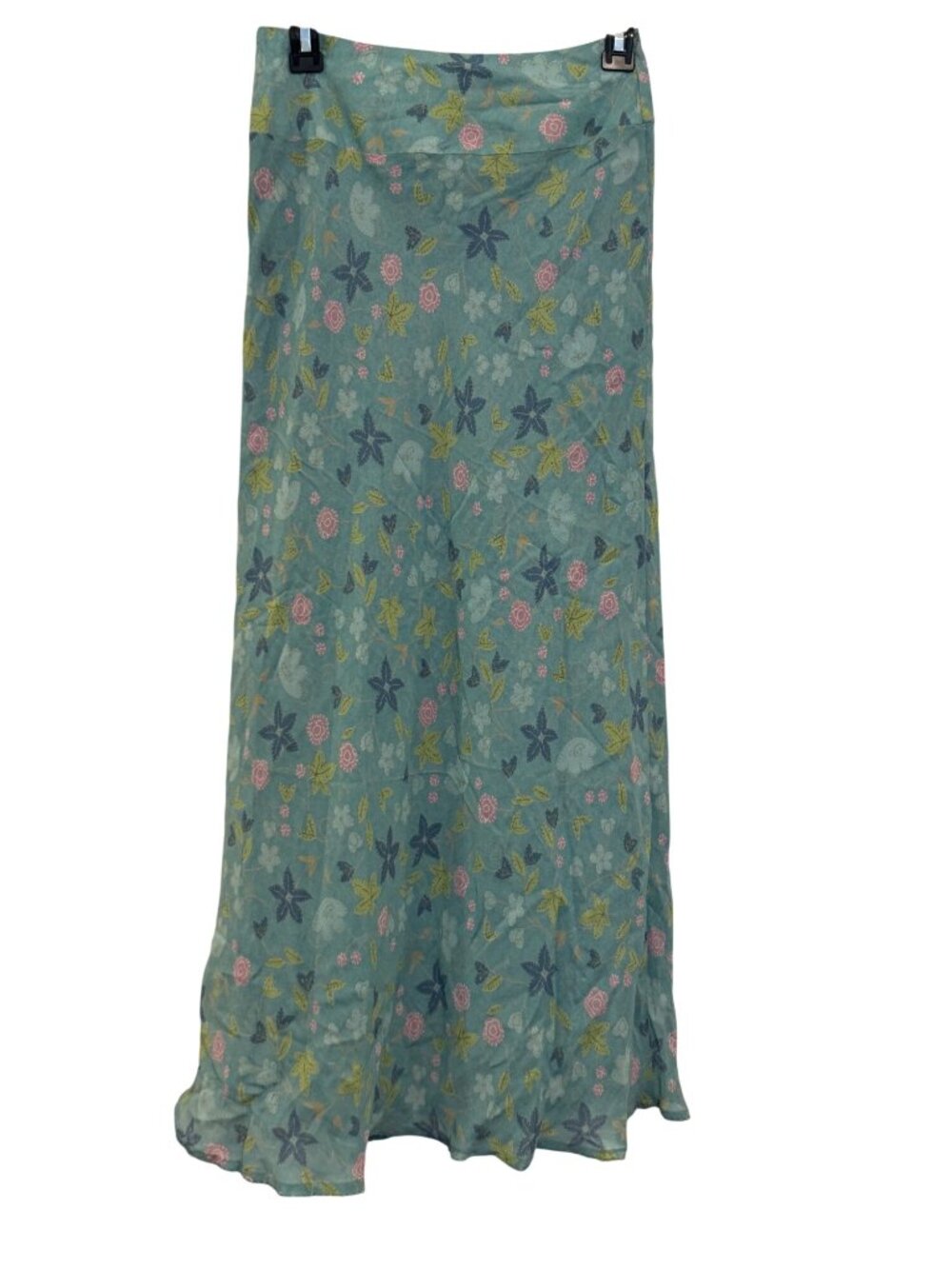 Sigrid Olsen Sport Womens Size 2 Floral Maxi Skirt Organic Cotton Teal Pink Gree - Picture 3 of 8